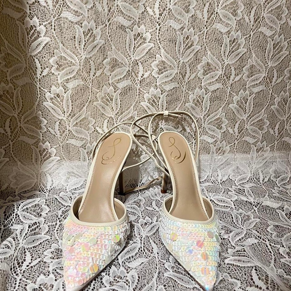 Sam Edelman sequin white heels